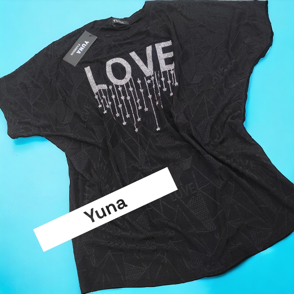 Yuna Fashion love sparkle top women one size